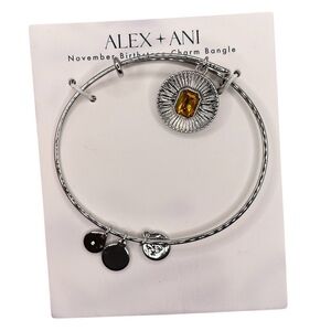 Alex + Ani Yellow Topaz November Birth Stone Silver Expandable Bangle Bracelet
